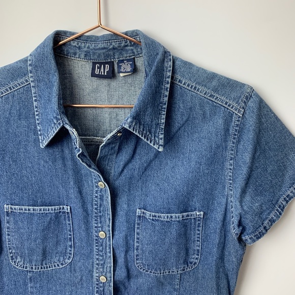 GAP Tops - 90s GAP Denim Short Sleeve Button Down